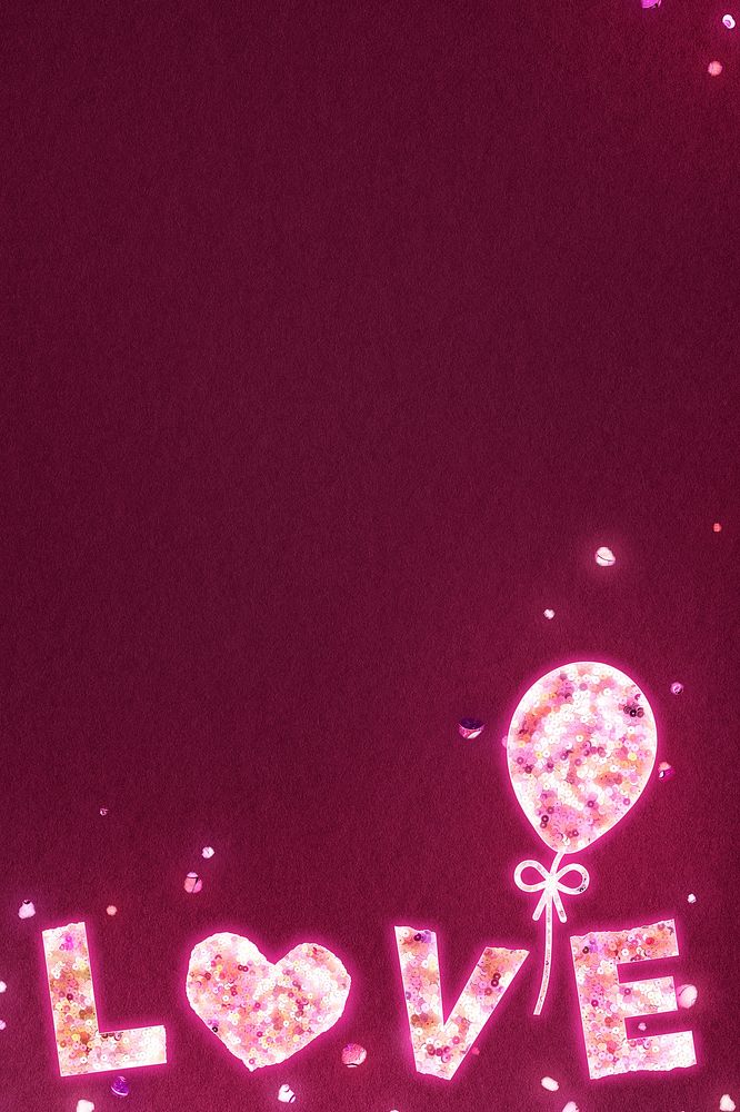 Glittery love border Valentine&rsquo;s background