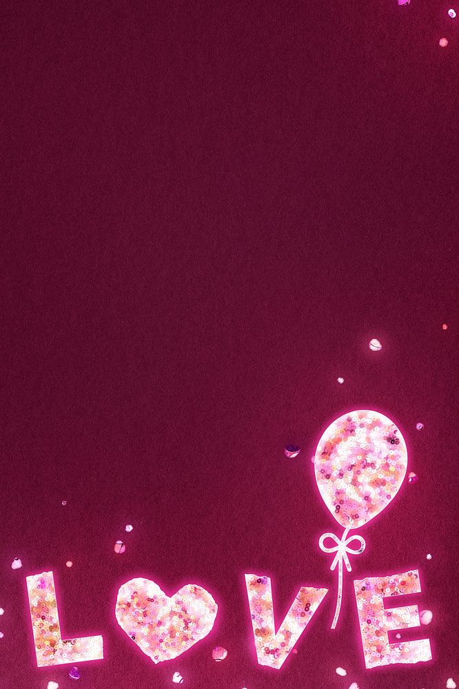 Glittery love border psd Valentine&rsquo;s background
