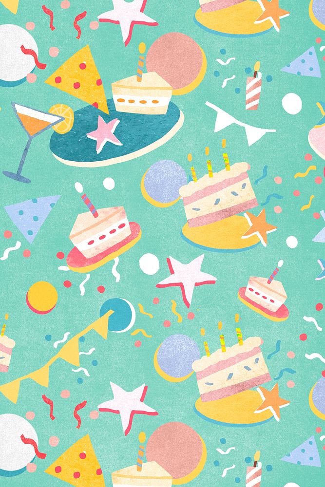 Green celebration pattern for birthday party