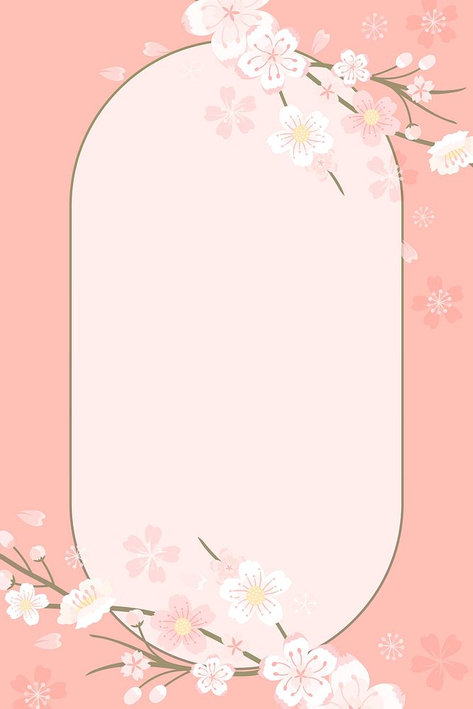 Pastel pink Sakura vector border frame