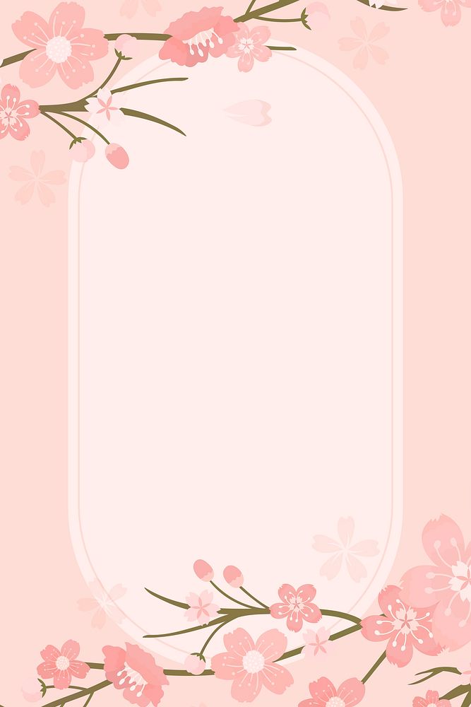 Pastel pink Sakura vector border frame