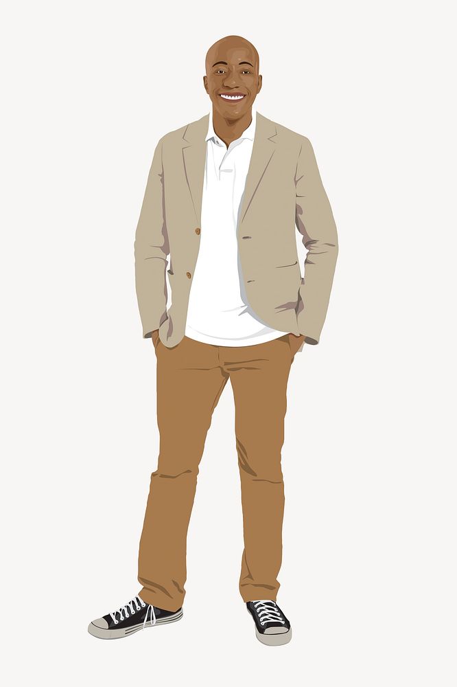 Man sticker, full body length character illustration