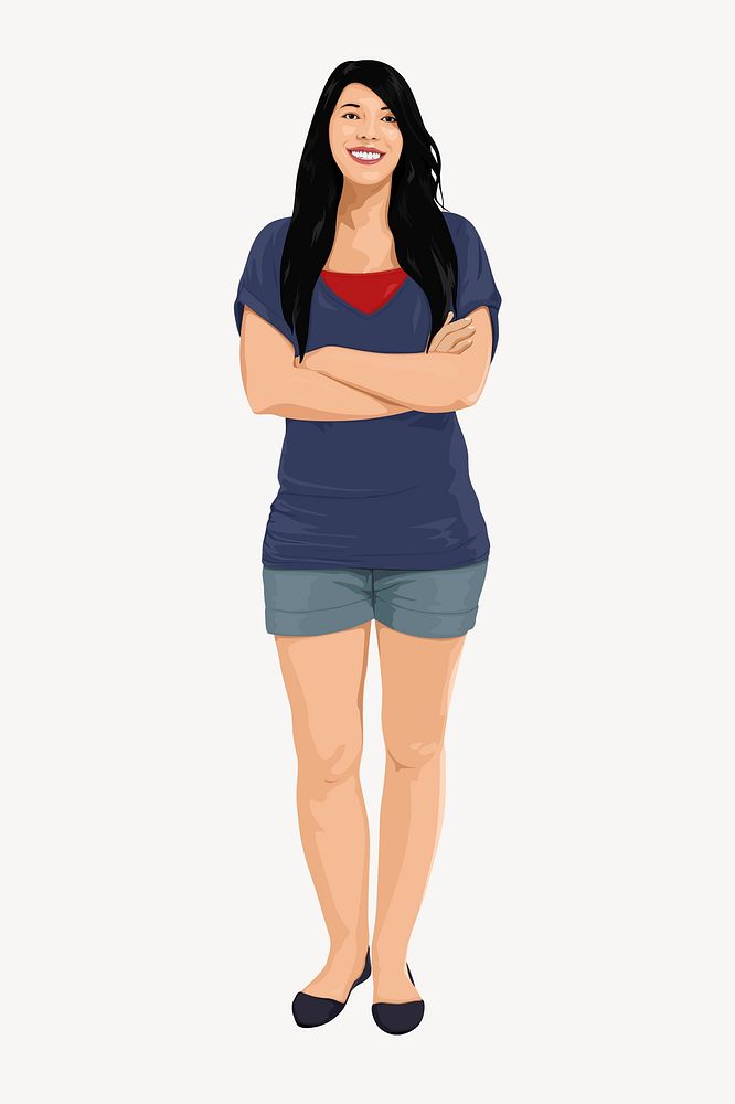 Casual woman standing illustration vector