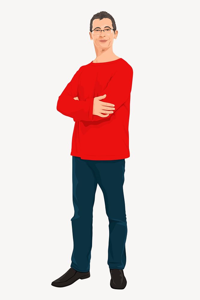 Man character, full body length illustration psd