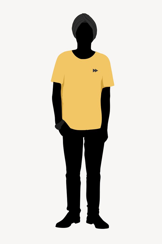 Indian man silhouette, full body length vector