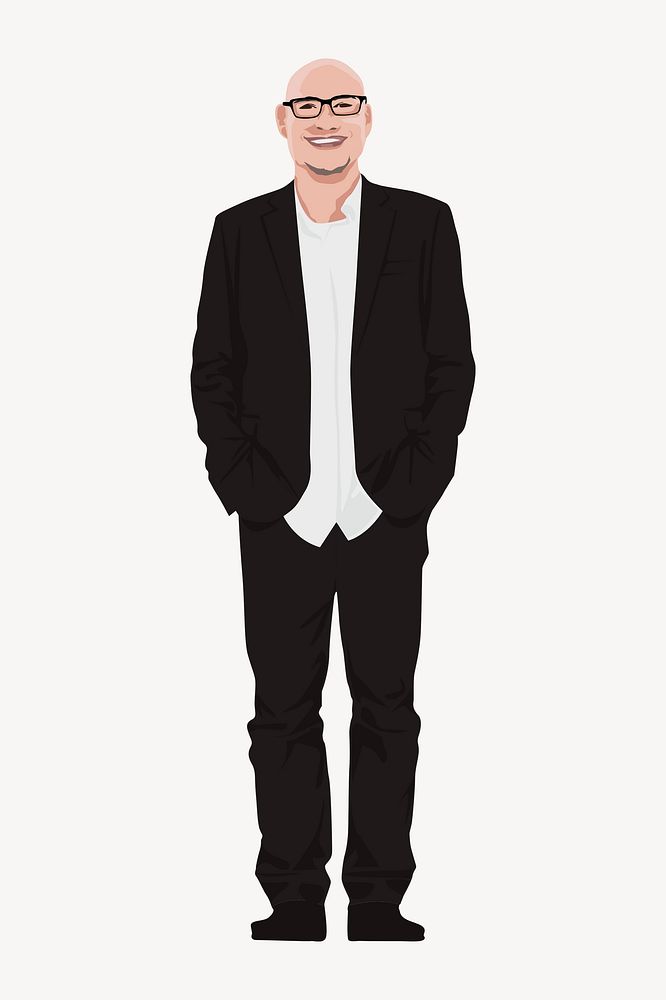 Businessman character, full body length illustration vector