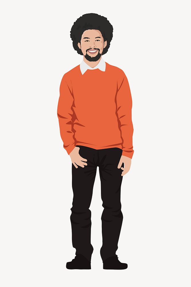 Man character sticker, full body length character illustration