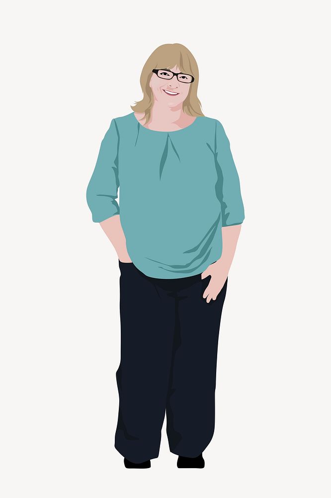 Standing woman, full length character illustration vector