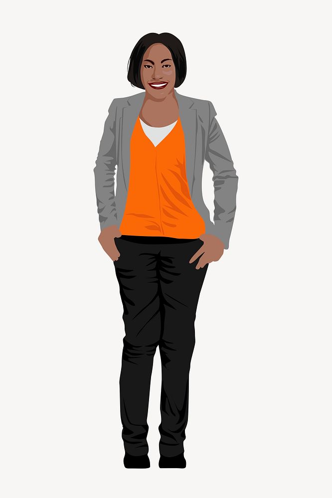 Standing businesswoman, full length character illustration vector
