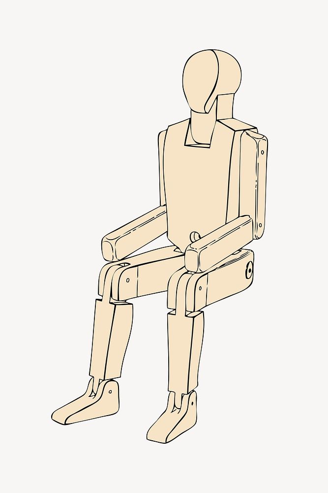 Wooden mannequin clipart, illustration psd. Free public domain CC0 image.