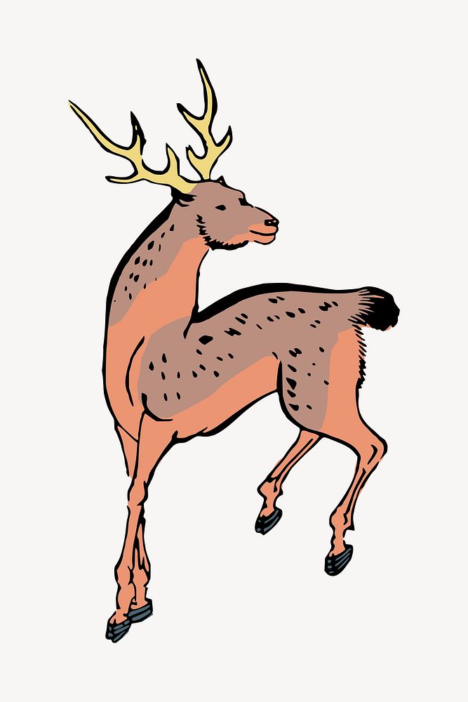 Jumping deer clipart, illustration psd. Free public domain CC0 image.