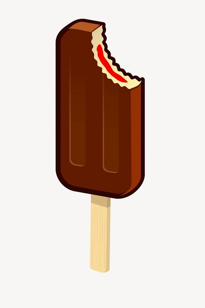 Bitten ice-cream stick clipart, illustration. Free public domain CC0 image.