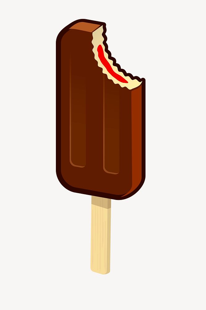 Bitten ice-cream stick clipart, illustration psd. Free public domain CC0 image.