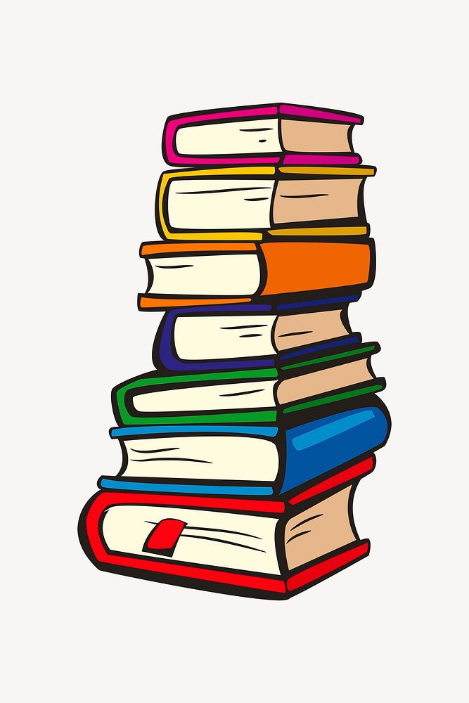 Stacked books clipart, illustration vector. Free public domain CC0 image.