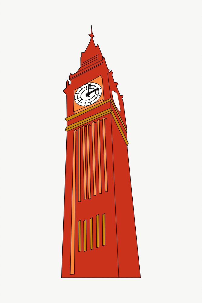 Big Ben clipart, illustration vector. Free public domain CC0 image.