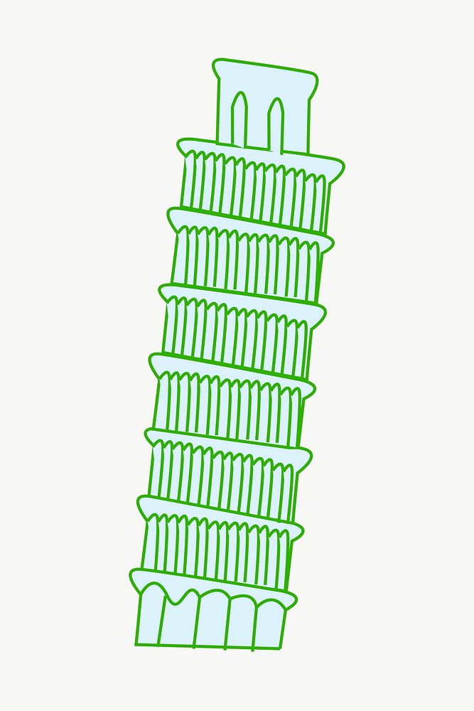 Leaning tower of Pisa clipart, illustration vector. Free public domain CC0 image.
