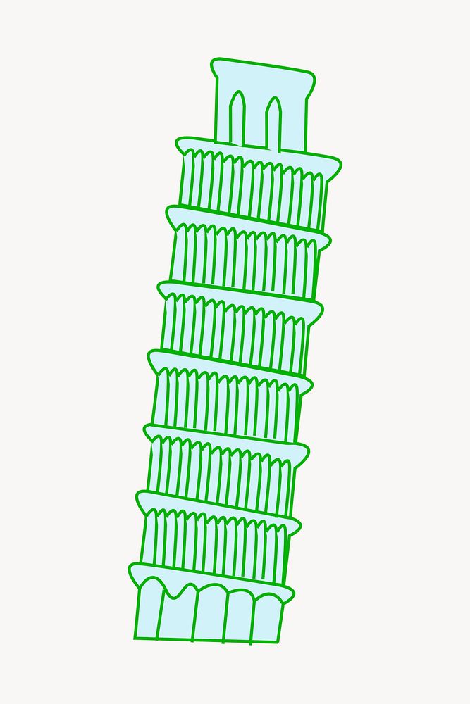 Leaning tower of Pisa clipart, illustration. Free public domain CC0 image.
