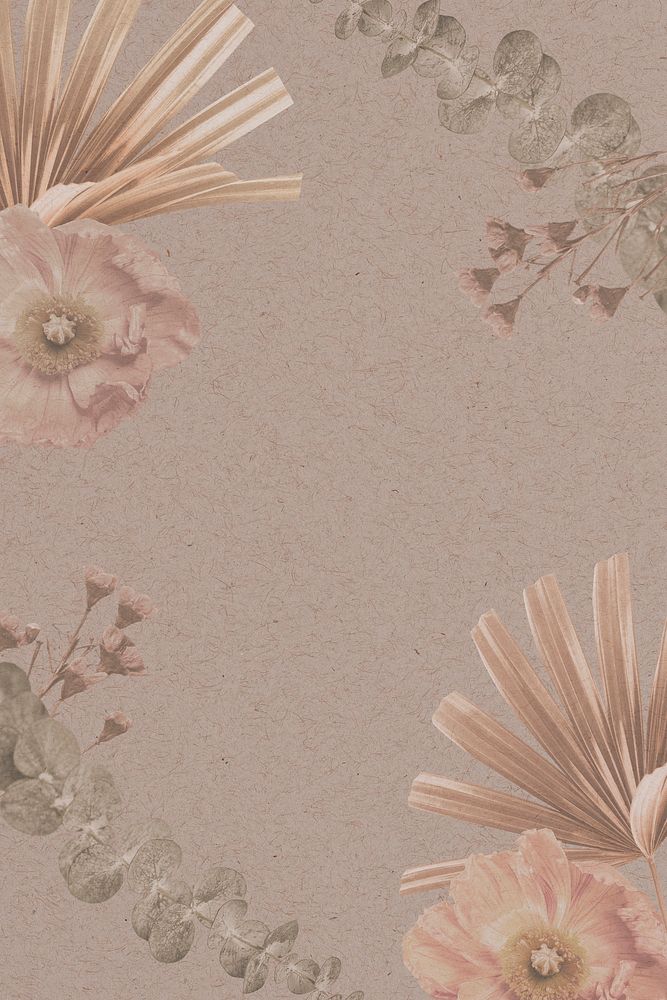 Vintage flower background, brown aesthetic psd