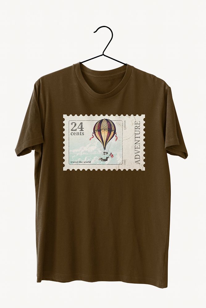 Brown aesthetic t-shirt, printed stamp design