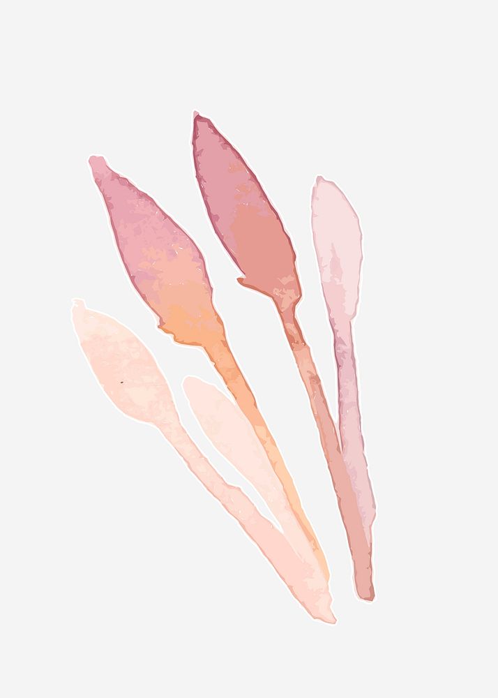 Classic pink flower plant hand drawn watercolor
