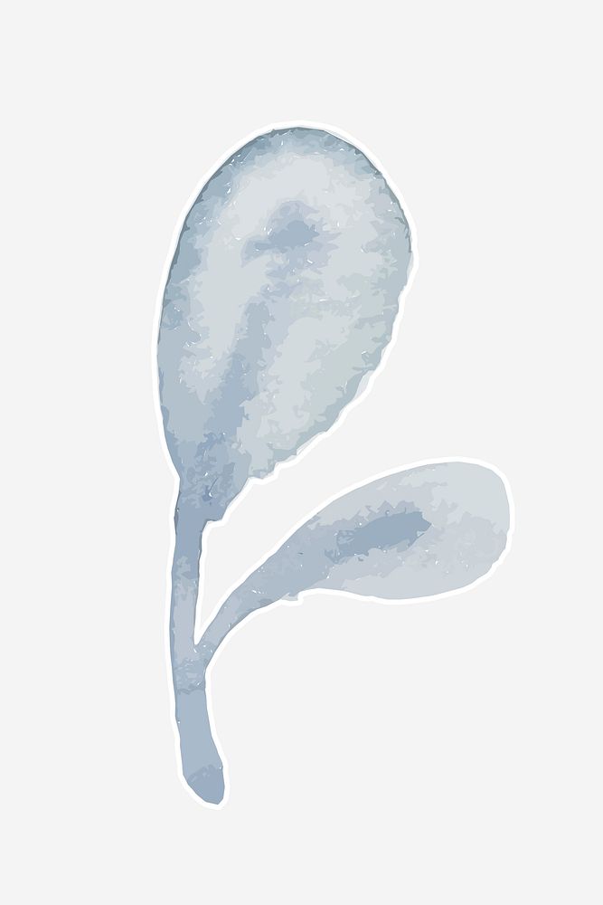 Classic blue leaf hand drawn watercolor
