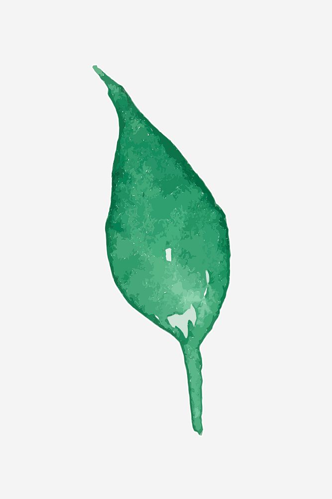 Watercolor green leaf psd hand drawn sticker element