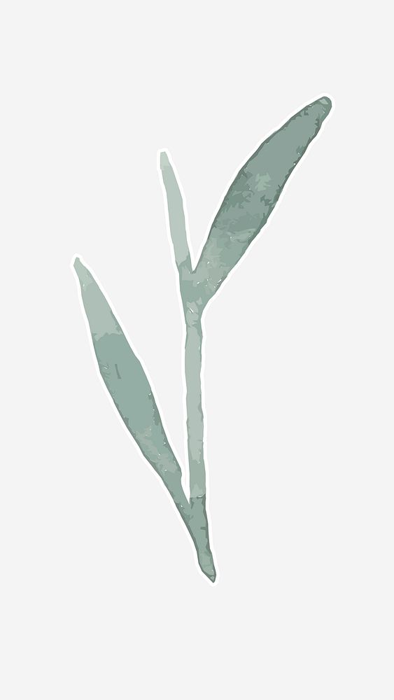 Classic green leaves hand drawn watercolor decorative