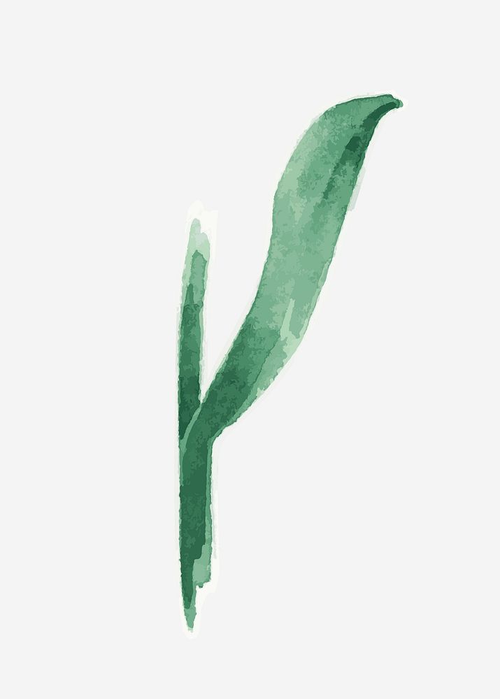 Green plant vector watercolor decorative sticker