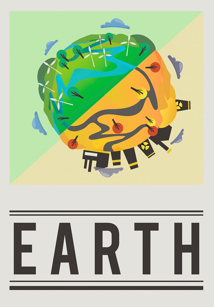World earth geography graphic illustration