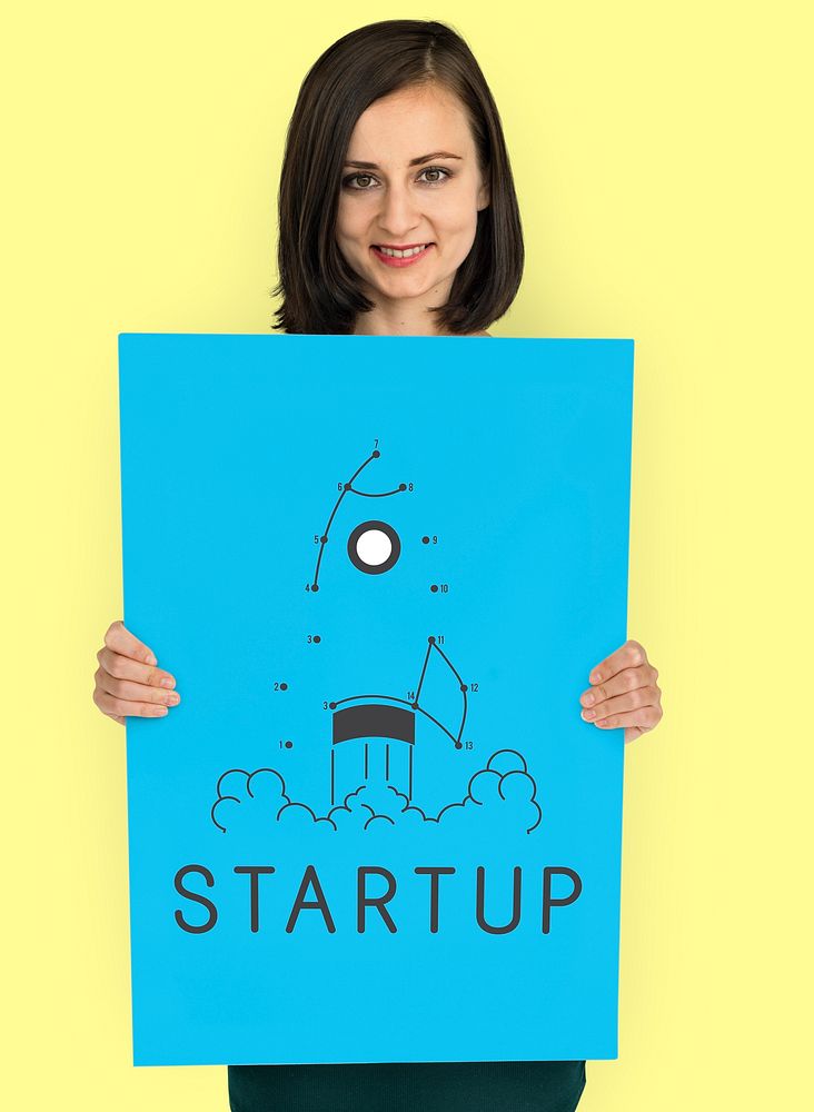 Startup New Business Launch Rocket Connected Dots Puzzle