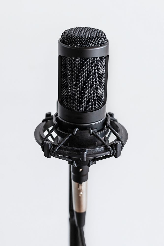 Professional condenser microphone in a studio