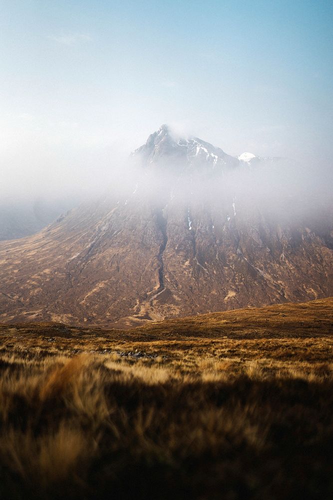 Misty mountain at Glen Coe in Scotland