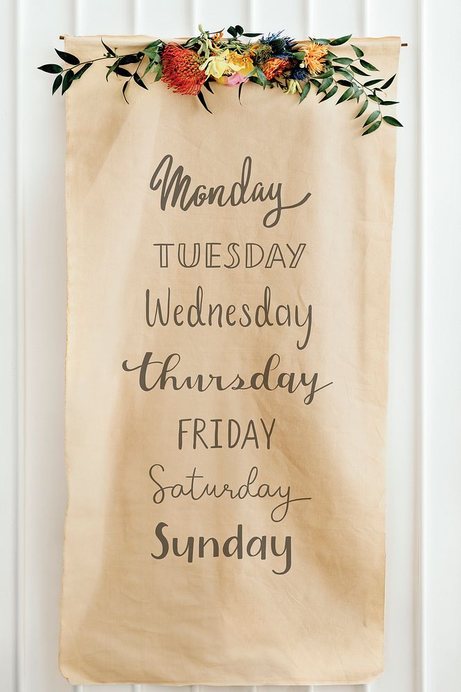 Days of the week on a brown paper