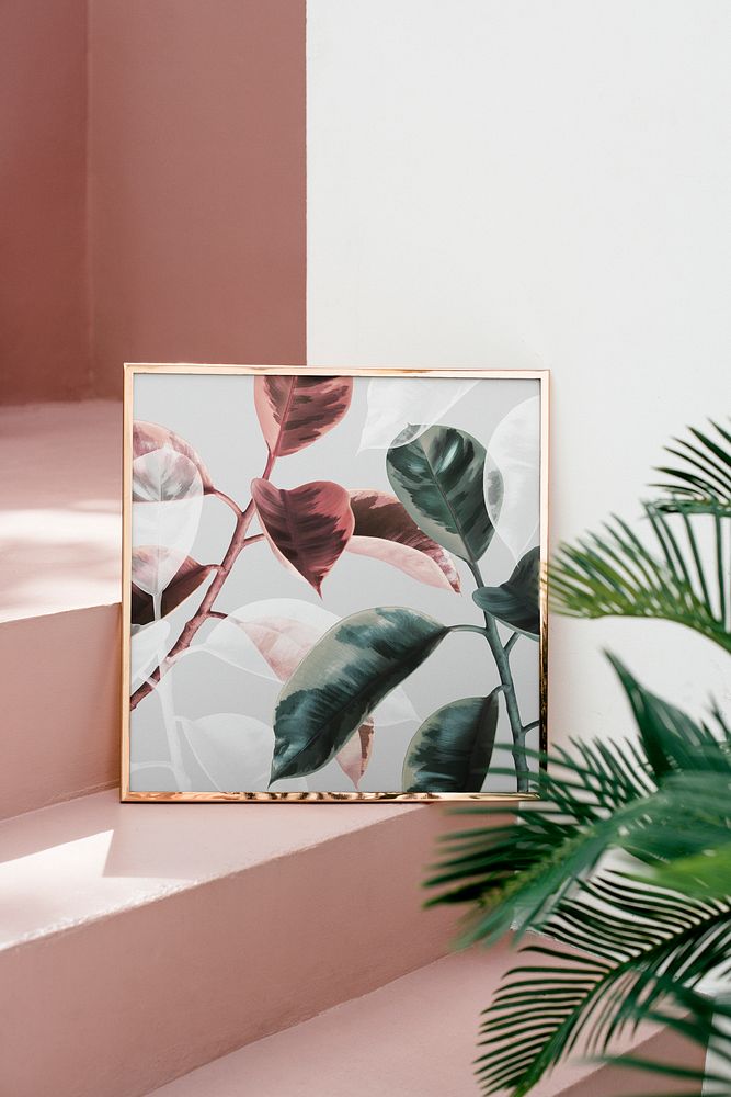 Leaf photo frame, pink stairway