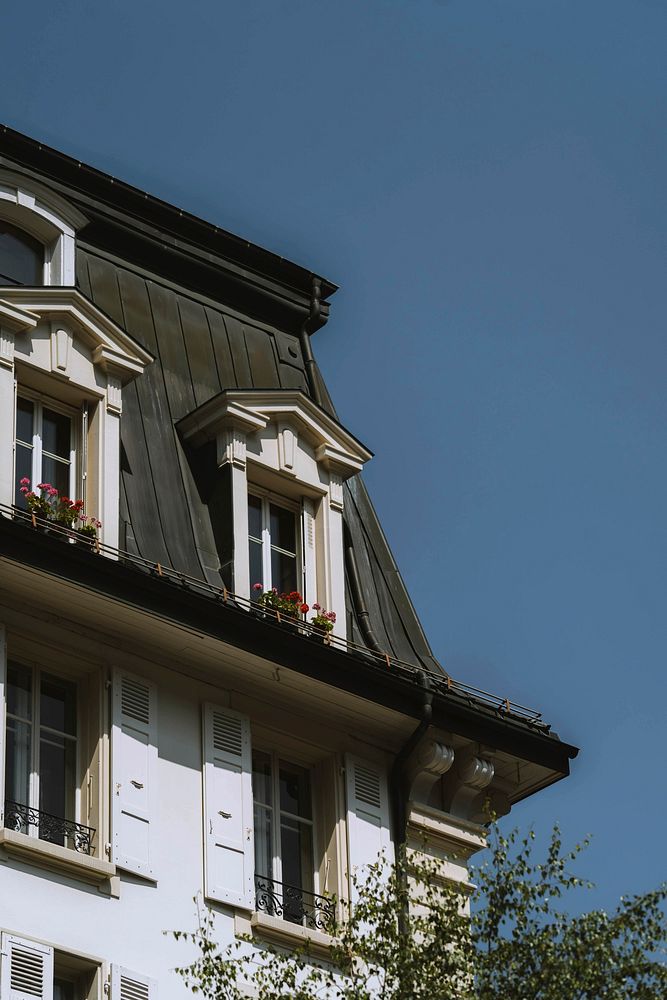 Floral decorated balcony in Chamonix Mont Blanc town