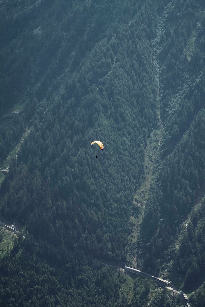 Parachute flying over Aiguille Rouge