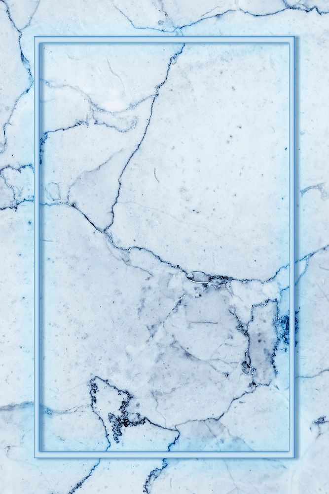 Blue rectangle frame on a marble texture illustration
