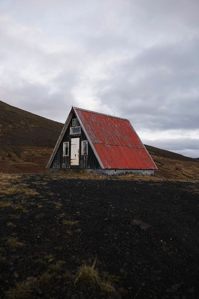 Icelandic A-Frame cabin among nature