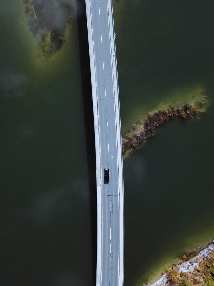 Drone shot of bridge over Sylvenstein Dam, Germany