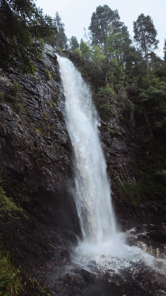 view of Plodda Falls, Scotland mobile phone wallpaper
