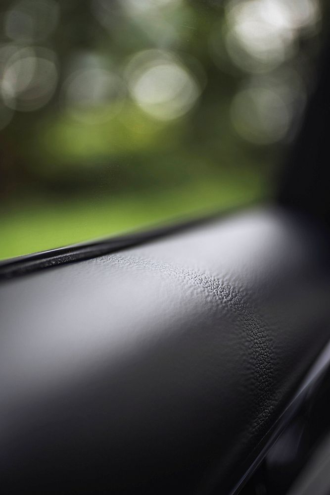 Closeup of a car door and window