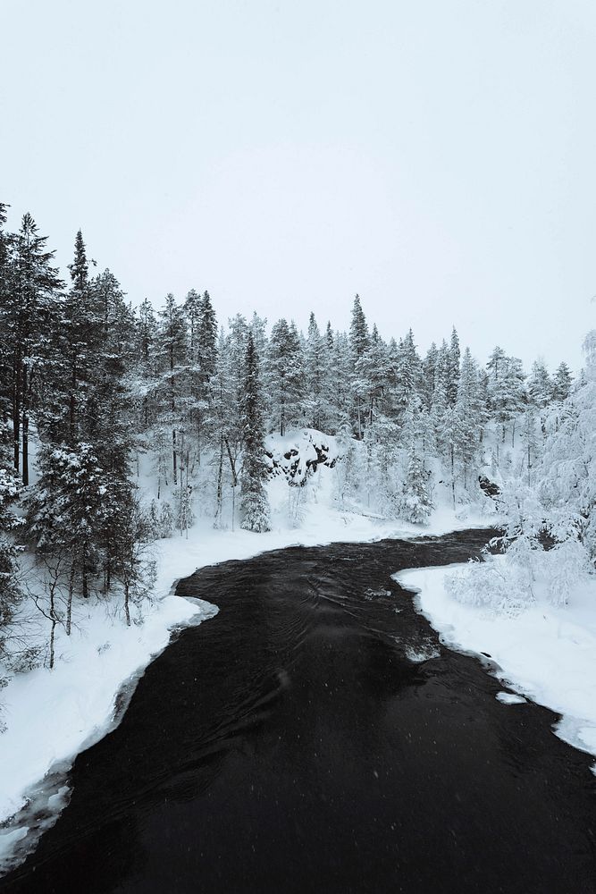 River in winter season at Oulanka National Park, Finland.