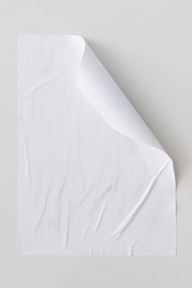 White crinkled paper on white background