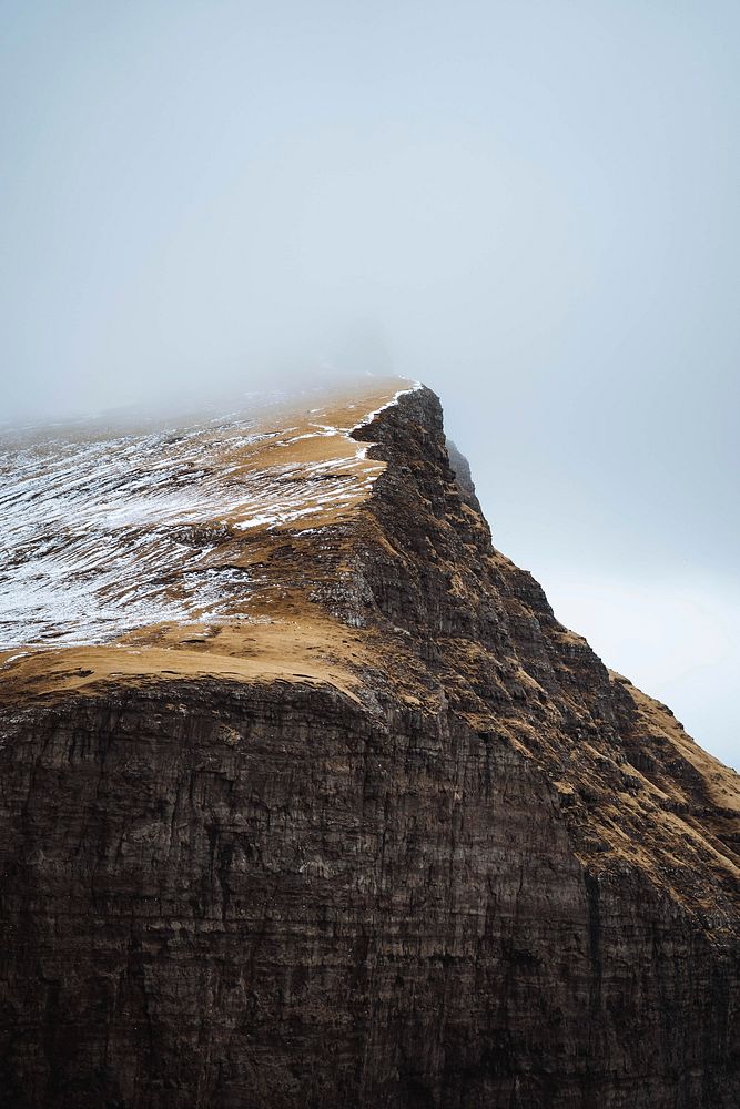 View of cliff in the Faroe Islands, part of the Kingdom of Denmark