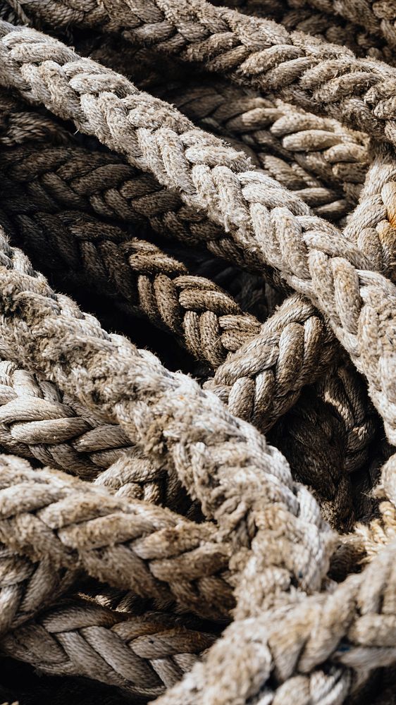 Old weathered harbor ropes mobile wallpaper