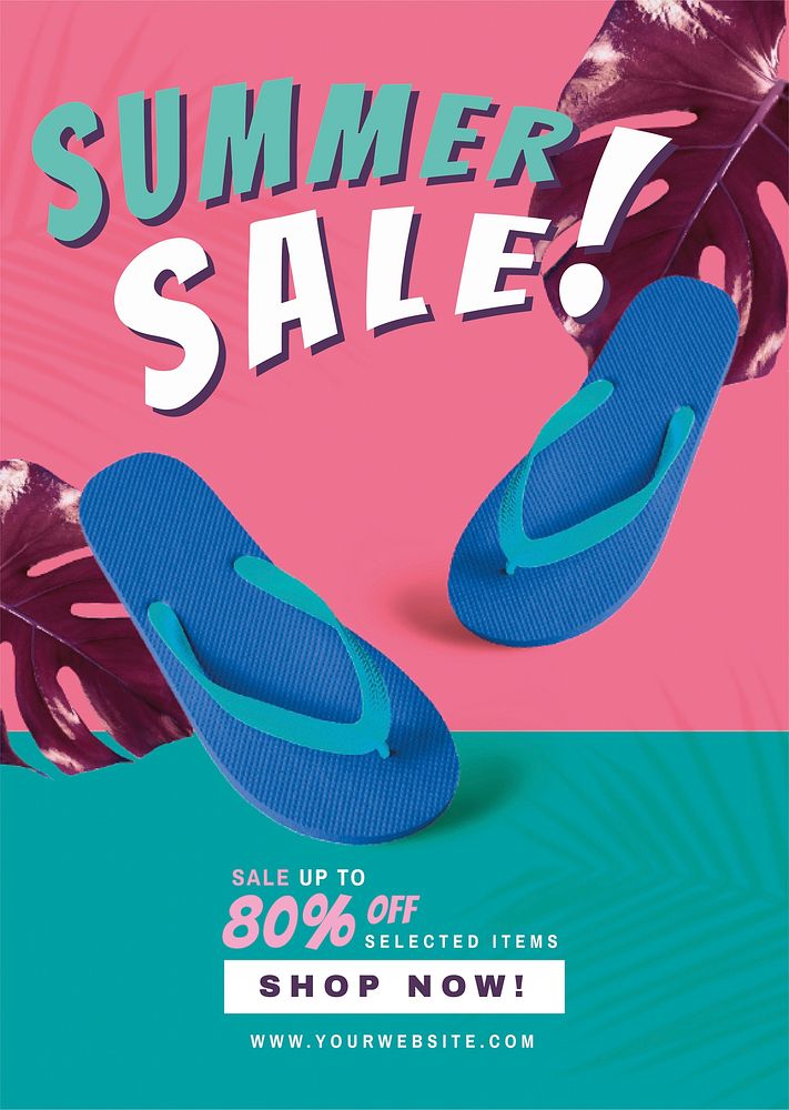 80% off summer sale vector promotion advertisement