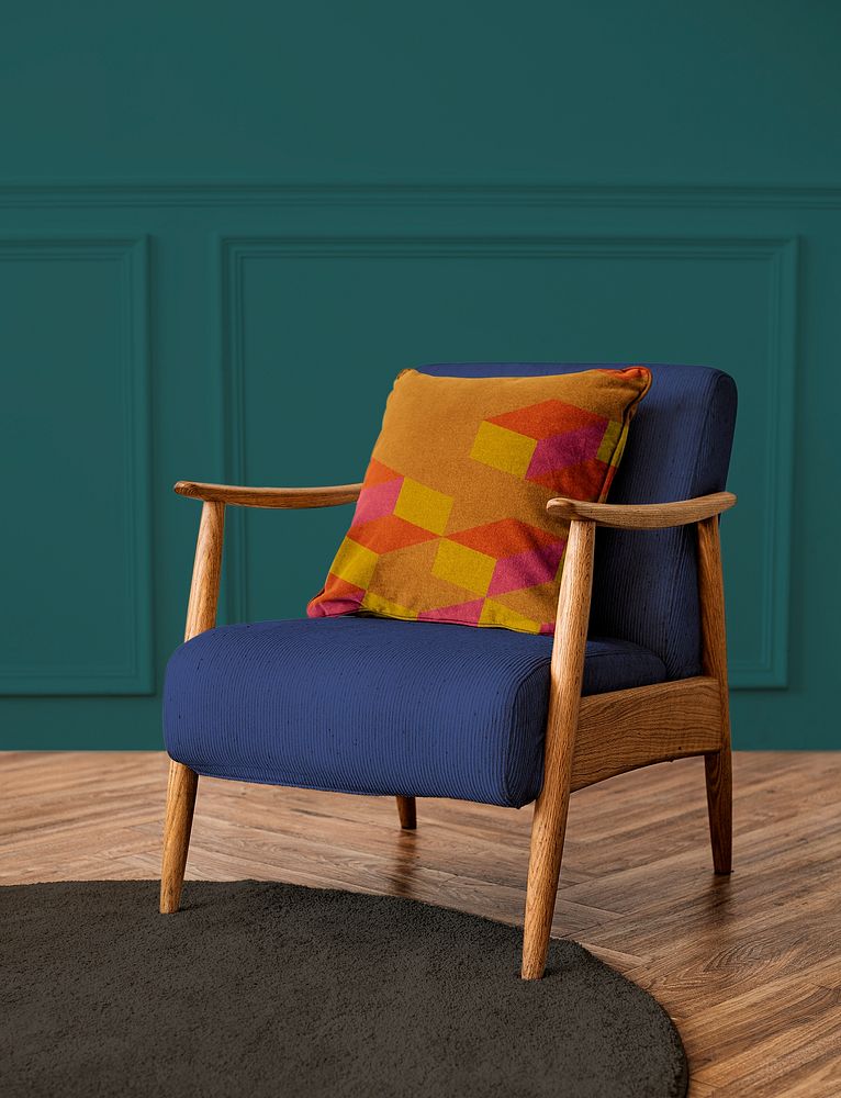 Linen cushion cover on an armchair