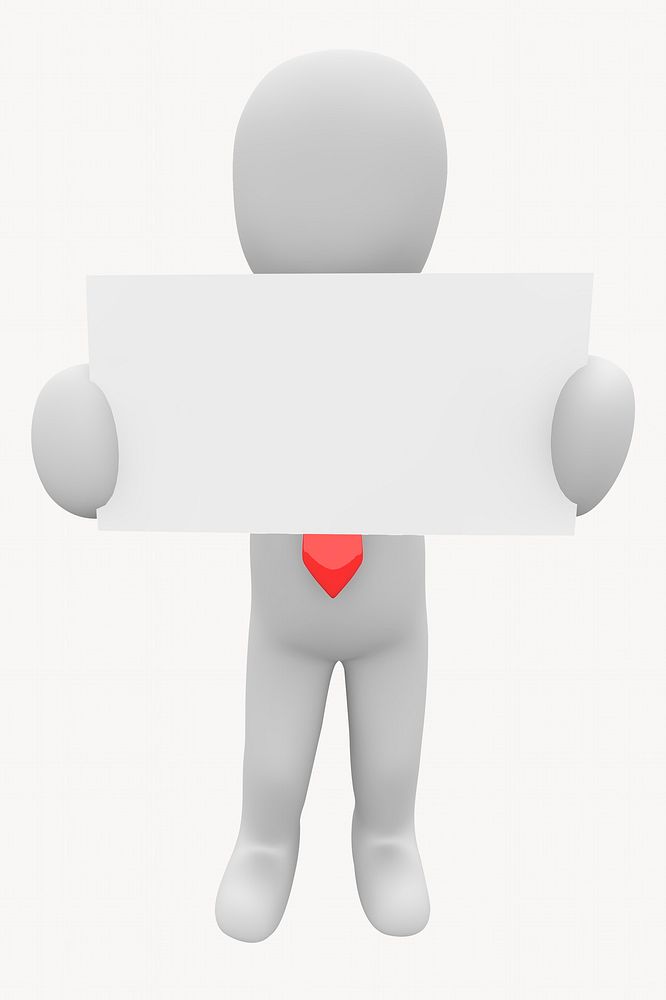 3D model human holding board, blank space design
