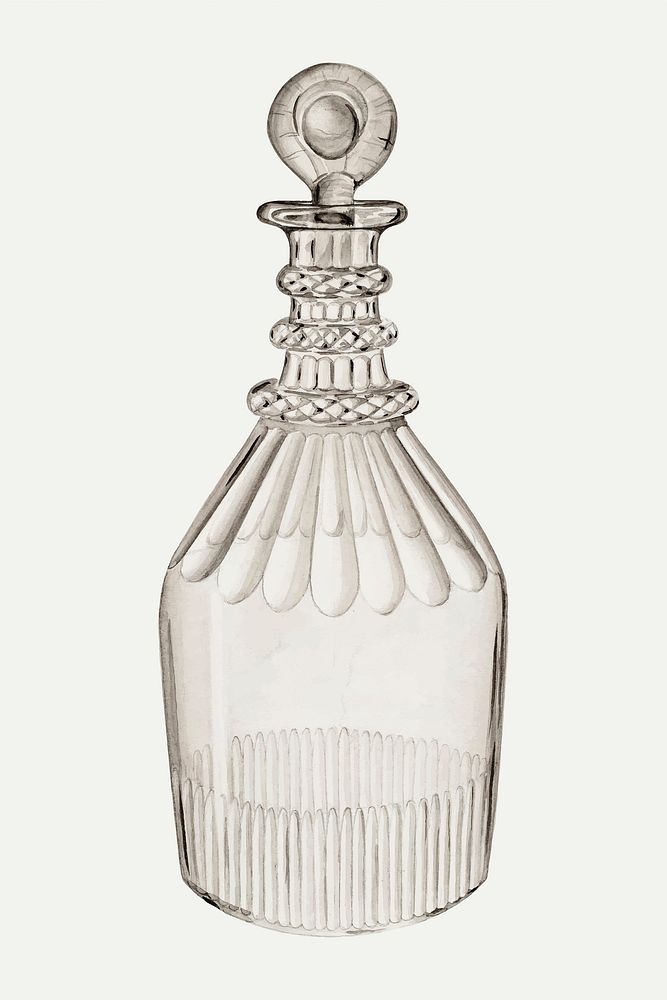 Vintage glass decanter illustration vector, remixed from the artwork by Raymond Manupelli