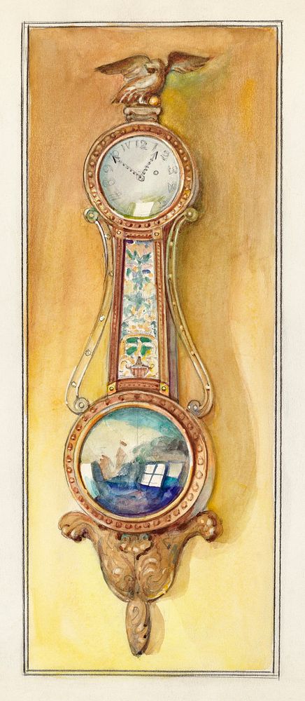 Clock, Girandole (ca.1936) by George Loughridge. Original from The National Gallery of Art. Digitally enhanced by rawpixel.